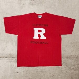 Vintage Aeropostale Rutgers Football Red T-Shirt Mens XL Red Scarlet Knights Y2K